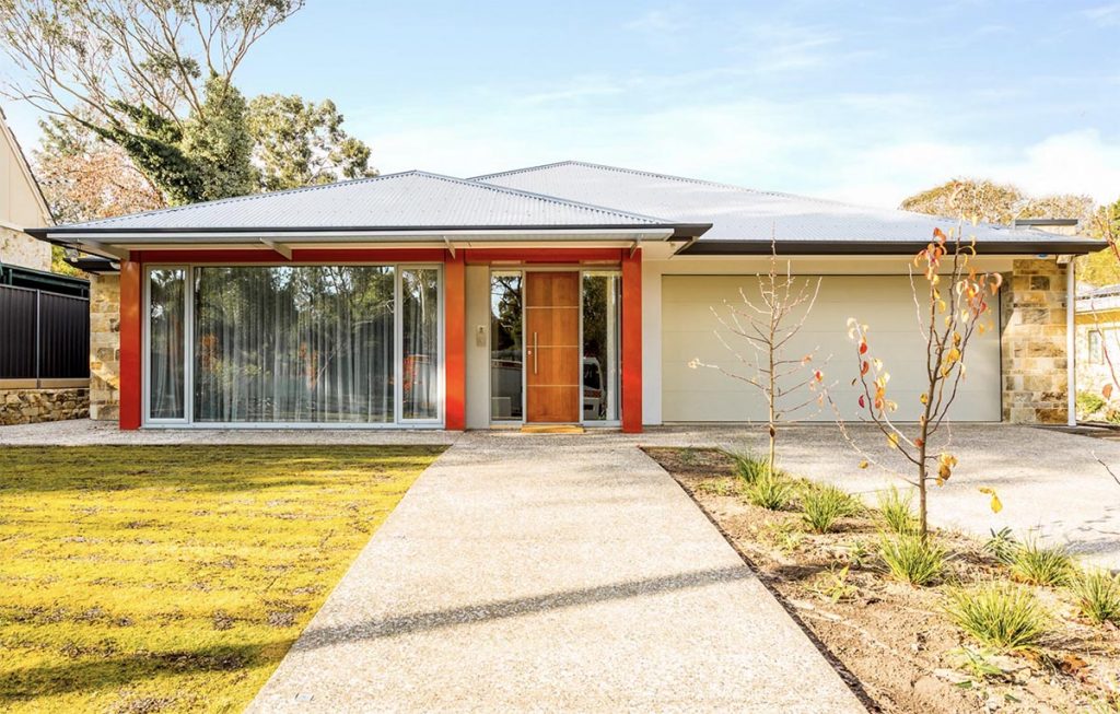 Custom Home, New Home, Family Home, Design, Builder, Single Storey, Blackwood,, Adelaide Hills, Feature Front Door, Roller Door