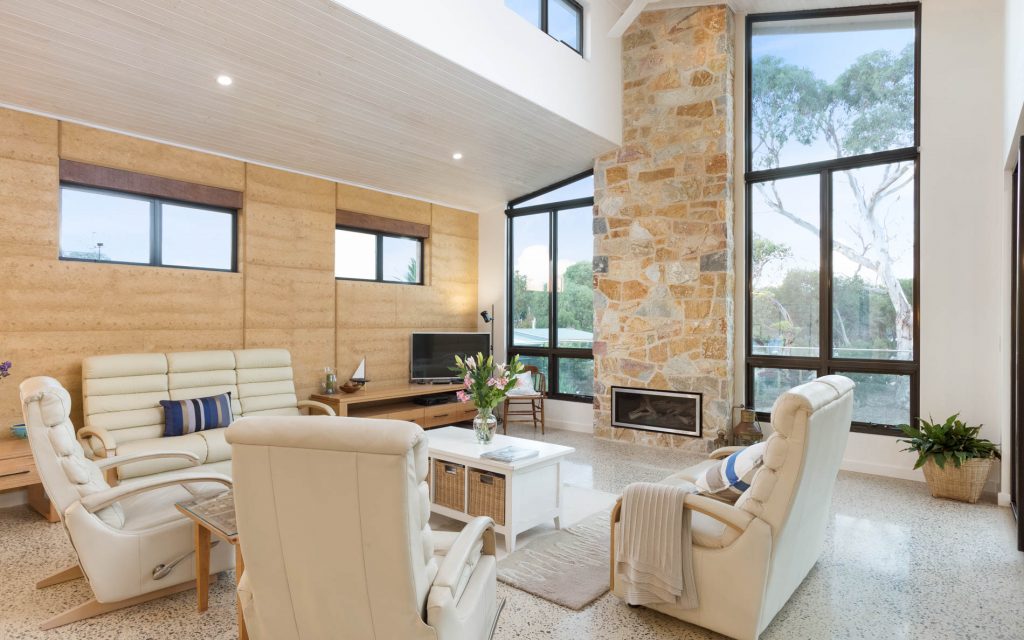 New Home, Custom Home, Family Home, Design, Builders, Award Winning, Single Storey, Goolwa, Fleurieu, Living Room, Fireplace, Wood Fire