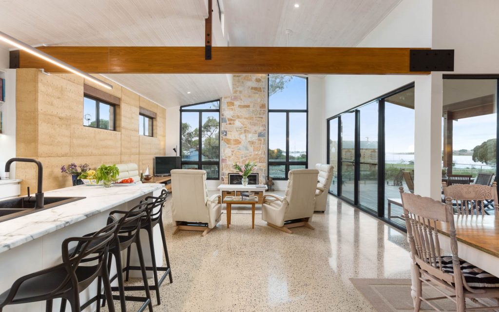 New Home, Custom Home, Family Home, Design, Builders, Award Winning, Single Storey, Goolwa, Fleurieu, Living Area, Large Windows