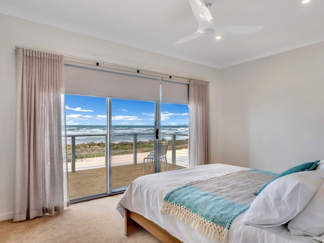 Award Winning, Custom Home, New Home, Two Storey, Builders, Design, Middleton SA, Fleurieu, Luxury Bedroom, Sliding Door, Balcony, Balustrade, Large Windows