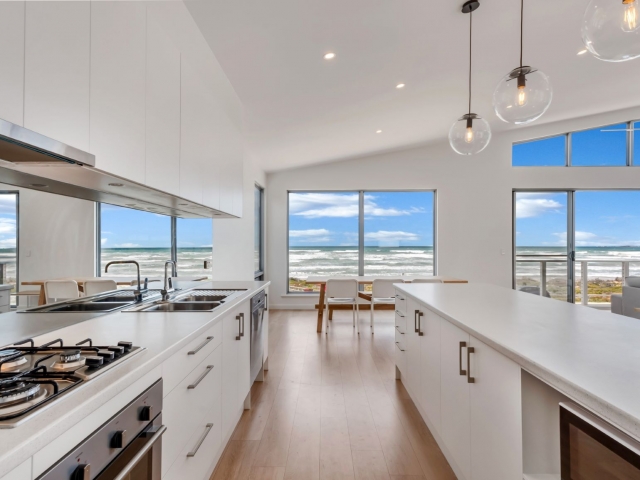 Award Winning, Custom Home, New Home, Two Storey, Builders, Design, Middleton SA, Fleurieu, Large Windows, Gas Stove Top, Modern Kitchen, Counter Tops, Ocean View
